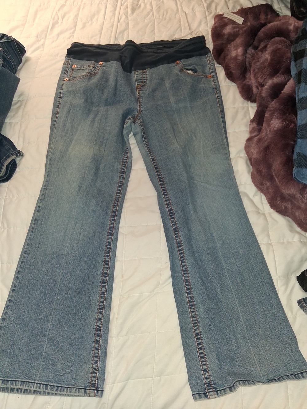 Maternity Light Blue Bootcut Jeans with Stretch Waistband